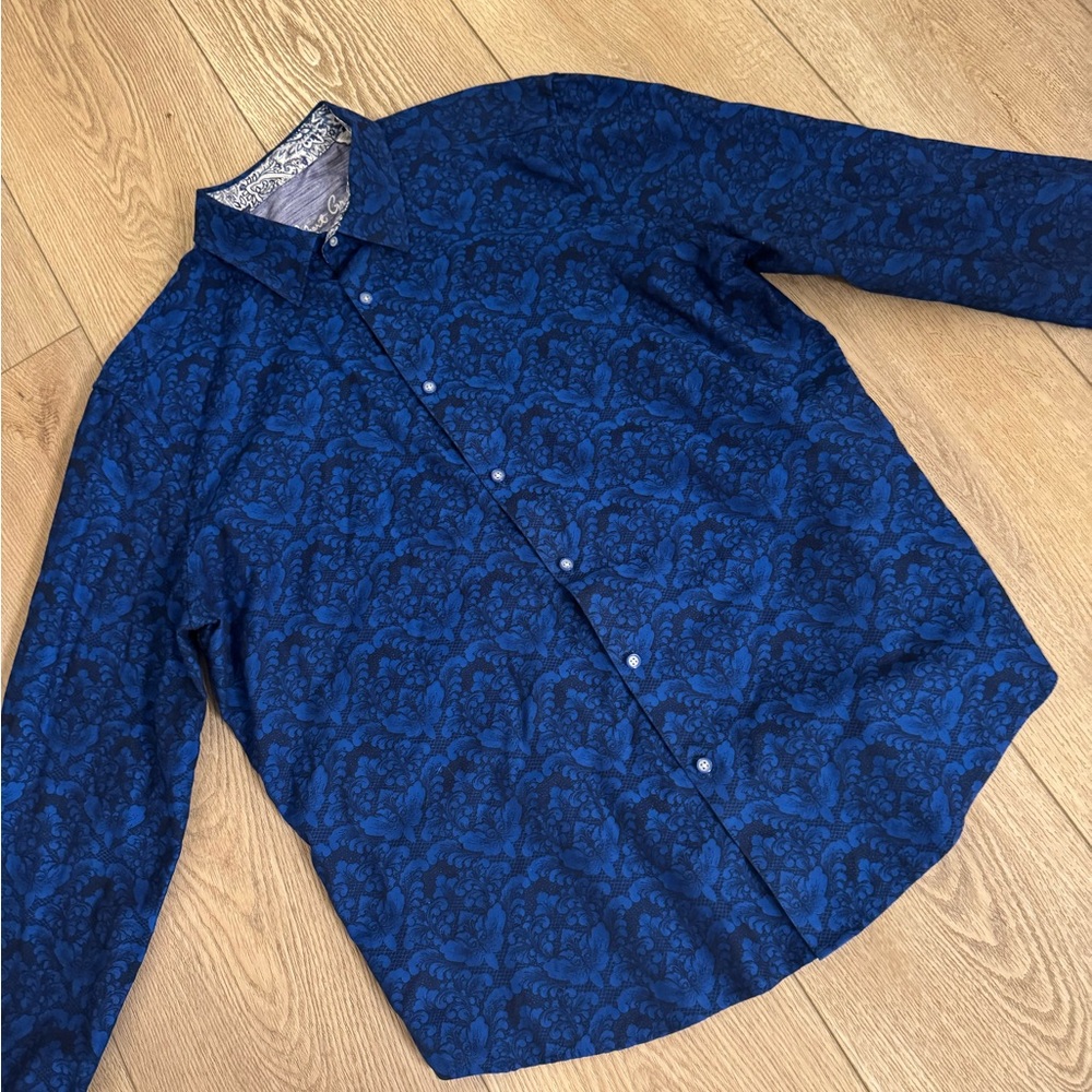 Robert Graham Men's Blue Paisley Dress Shirt